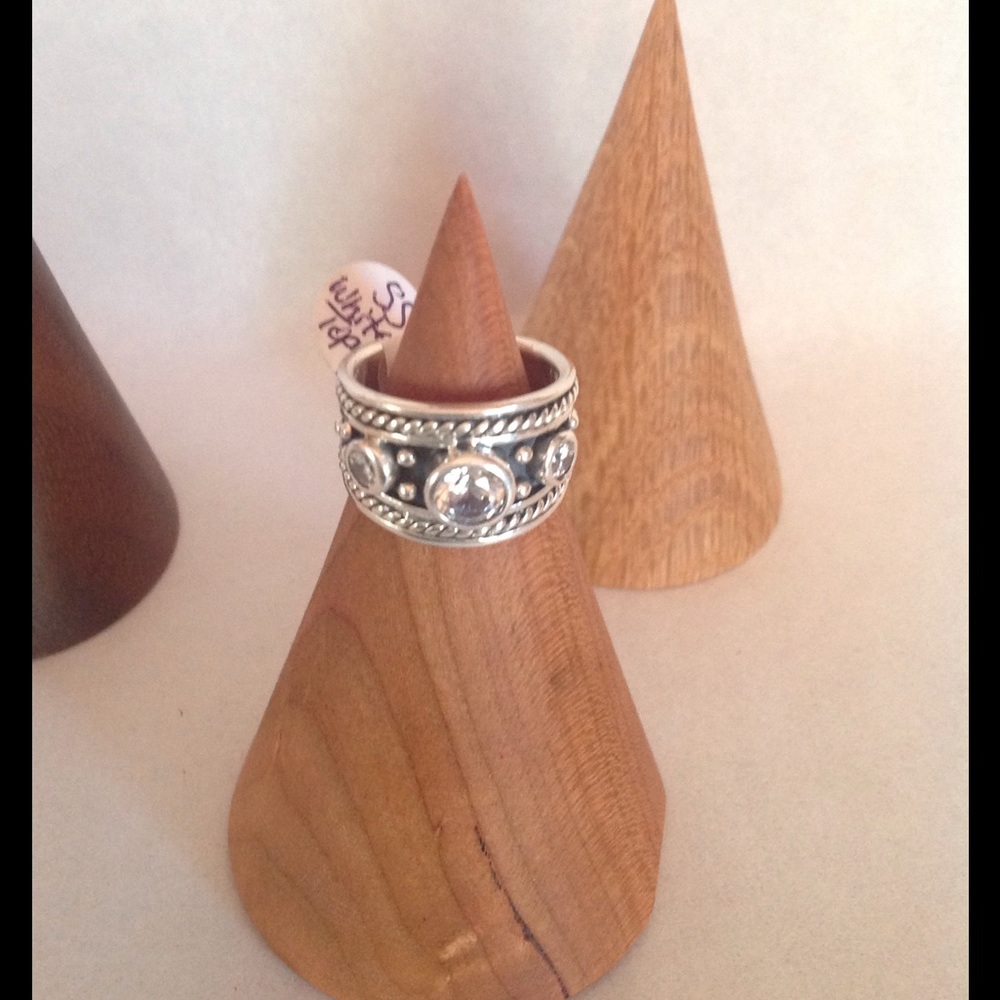 NWT SS WHITE TOPAZ RING